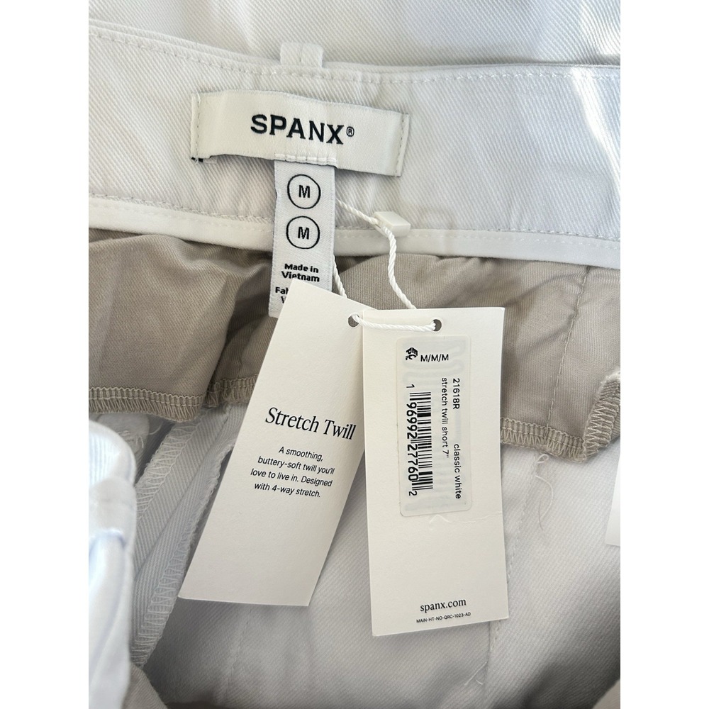 NWT SPANX Supersmooth Stretch Twill Shorts White M High Rise Shaping 360 - Picture 6 of 7